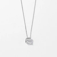 Princess Cut Solitaire Diamond Necklace in 10K White Gold (0.50 ct tw)