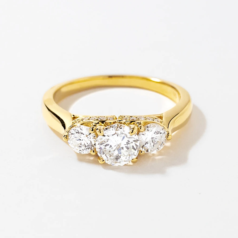 Three Stone Diamond Engagement Ring 14K Yellow Gold (1.87 ct tw)