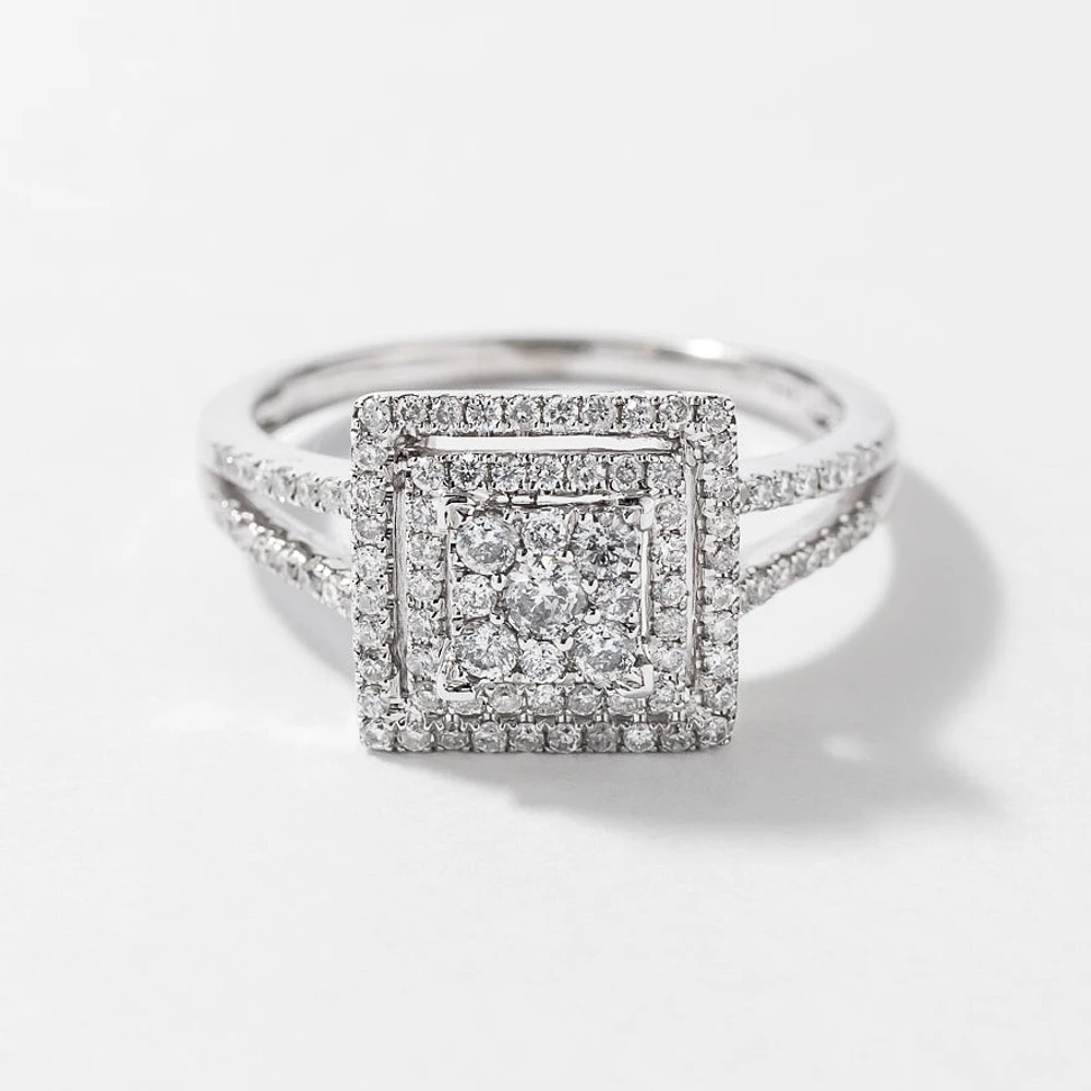 Diamond Cluster Ring 14K White Gold (0.50 ct tw)