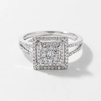 Diamond Cluster Ring 14K White Gold (0.50 ct tw)