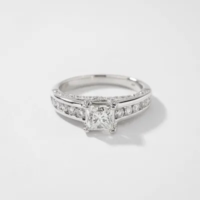 Princess Cut Diamond Engagement Ring 14K White Gold (1.50 ct tw)