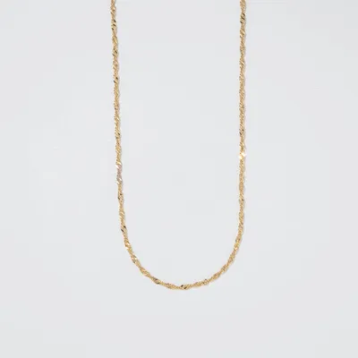 14K Yellow Gold 1.15mm Diamond Cut Singapore Chain (18")