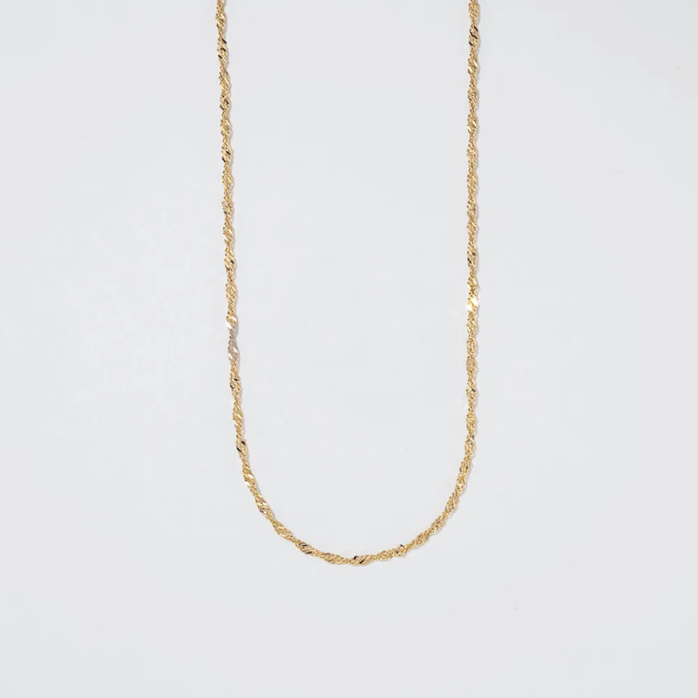 14K Yellow Gold 1.15mm Diamond Cut Singapore Chain (16")