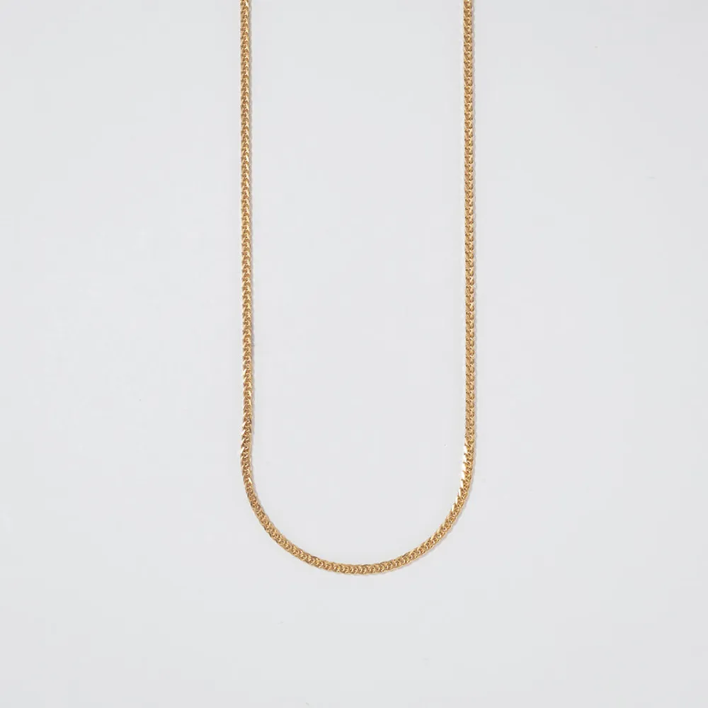 14K Yellow Gold 0.8mm Square Wheat Chain (16")