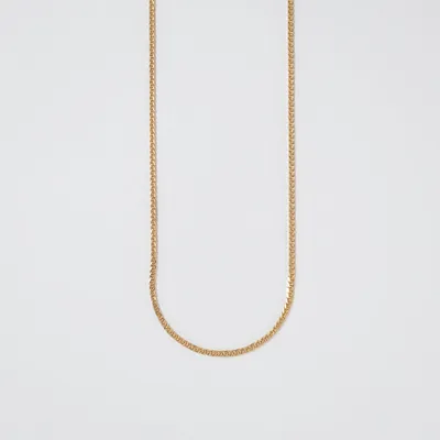 14K Yellow Gold 0.8mm Square Wheat Chain (16")