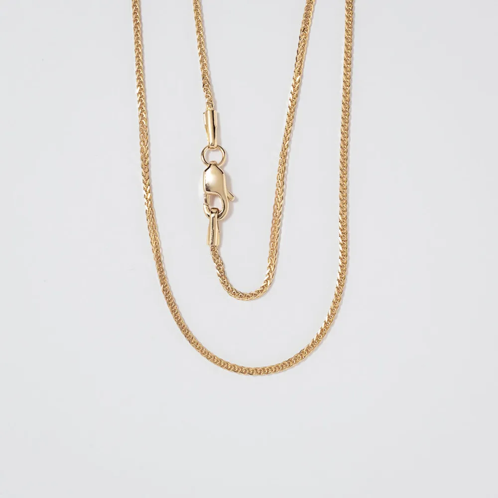 14K Yellow Gold 0.8mm Square Wheat Chain (16")