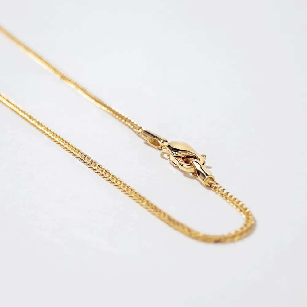 14K Yellow Gold 0.8mm Square Wheat Chain (18")