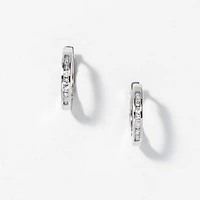 Hoop Channel Set Diamond Earrings in 10K White Gold (0.10ct tw)