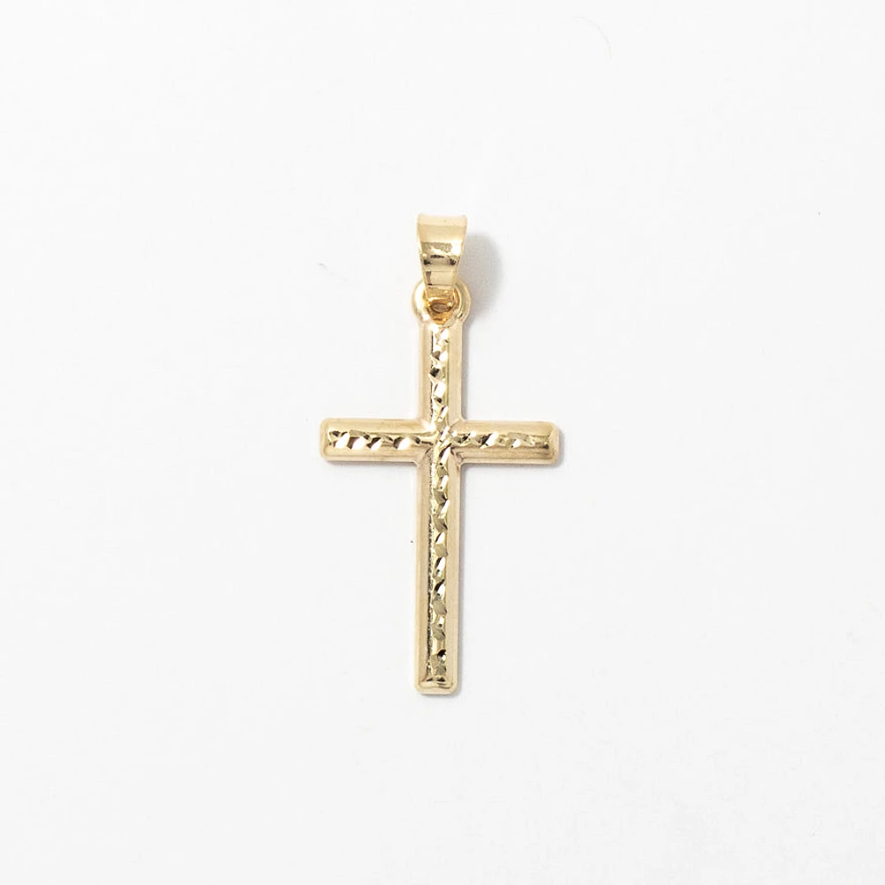 Diamond Cut Cross Pendant in 10K Yellow Gold