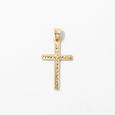 Diamond Cut Cross Pendant in 10K Yellow Gold