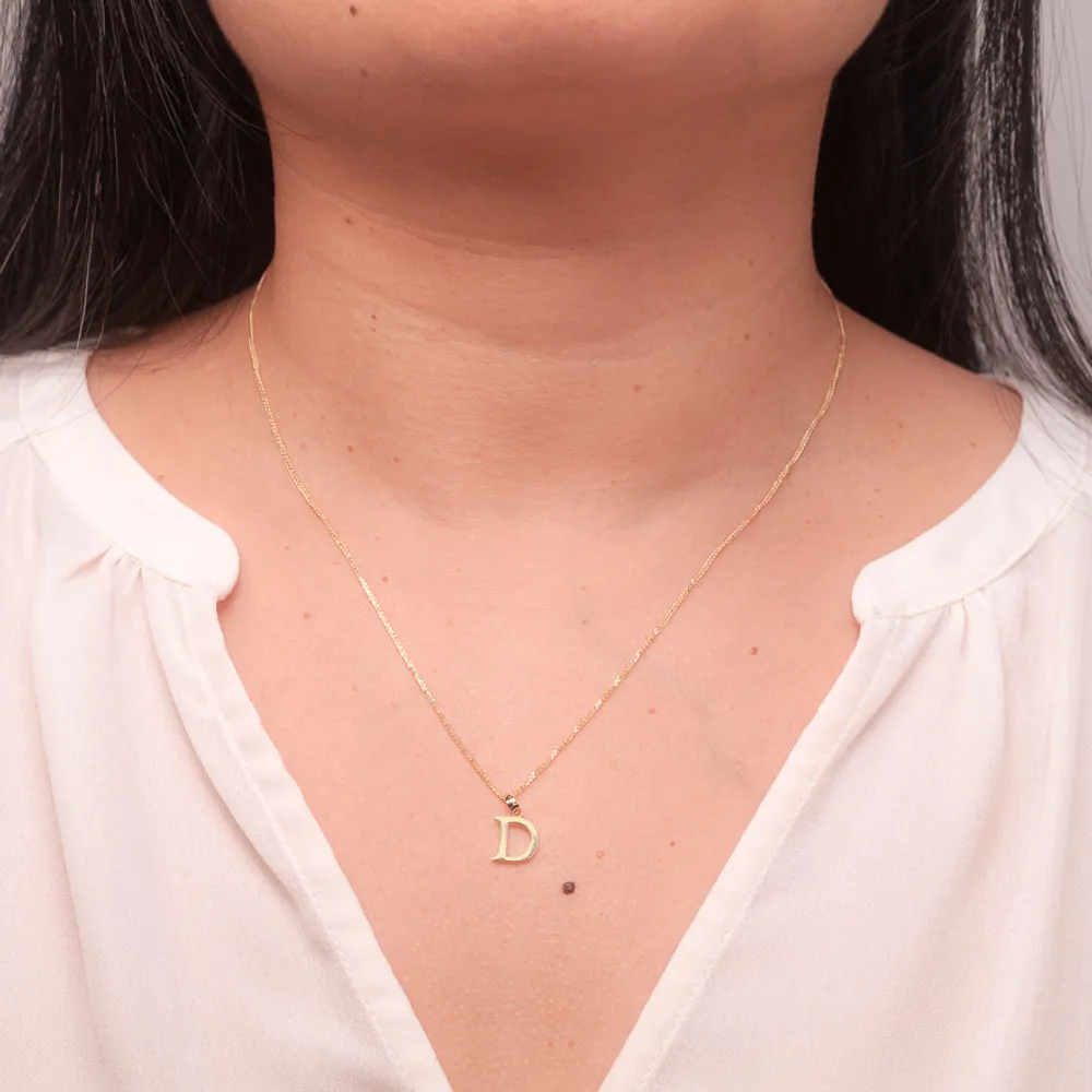 "D" Initial Pendant in 10K Yellow Gold