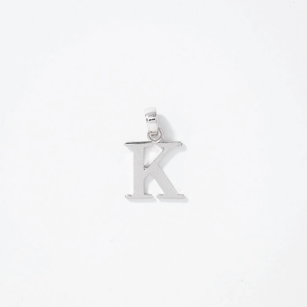 "K" Initial Pendant in 10K White Gold