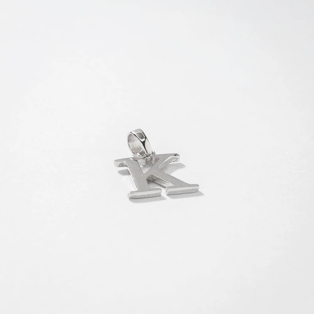 "K" Initial Pendant in 10K White Gold