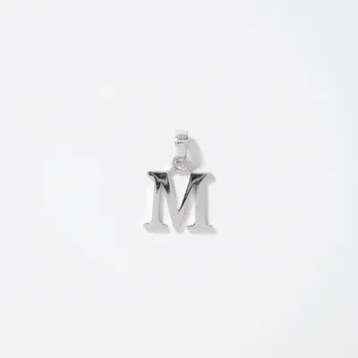 "M" Initial Pendant in 10K White Gold