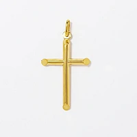 Round Tube Cross Pendant in 10K Yellow Gold