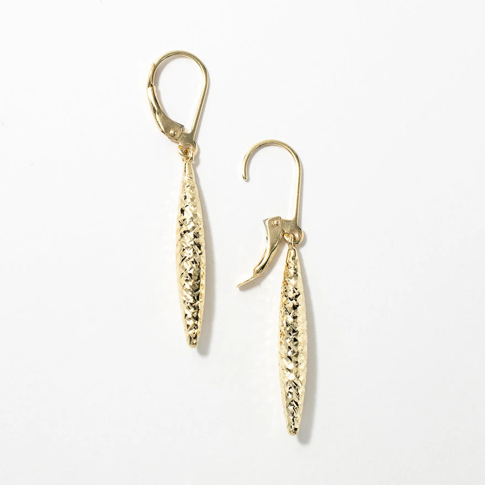 Diamond Cut Drop Earrings in 10K Yellow Gold