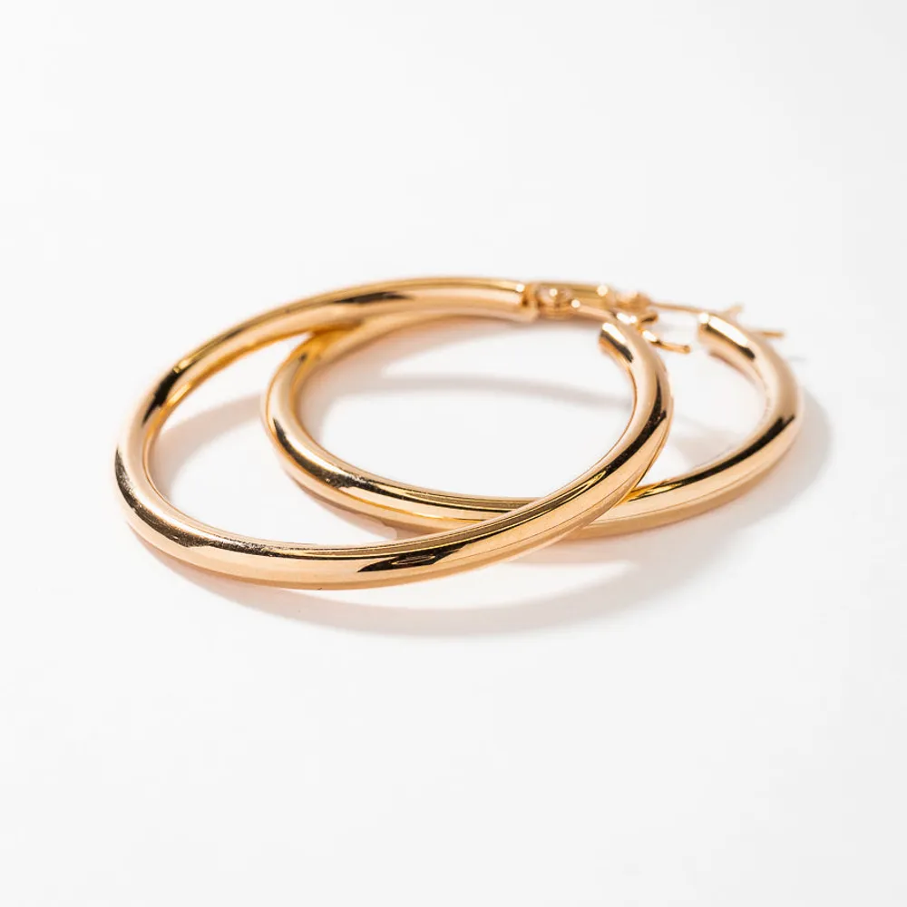 3mmx40mm Tube Hoop Earrings in 10K Yellow Gold