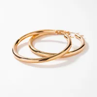 3mmx40mm Tube Hoop Earrings in 10K Yellow Gold