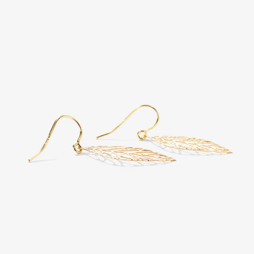Cutout Leaf Earrings in 10K Yellow Gold