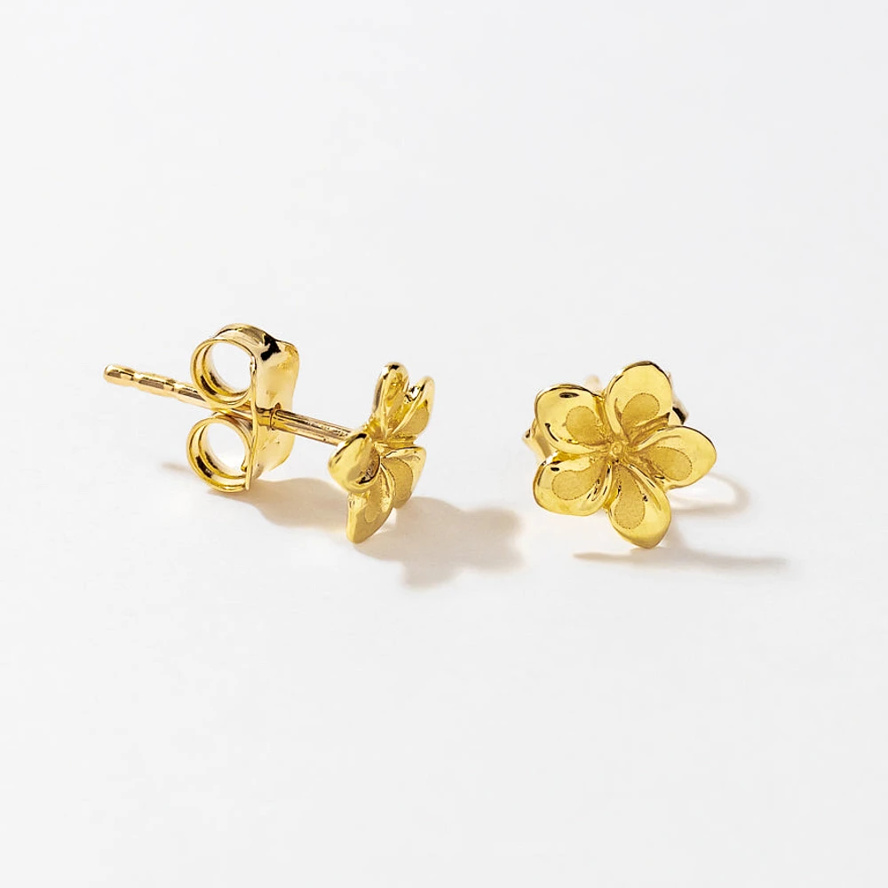 Flower Stud Earrings in 10K Yellow Gold