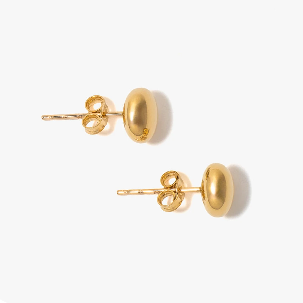 Round Puff Stud Earrings in 10K Yellow Gold