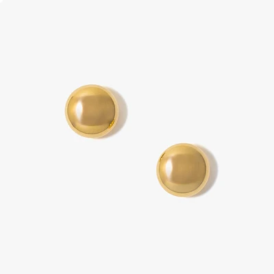 Round Puff Stud Earrings in 10K Yellow Gold