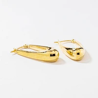 Oval Drop Hoop Earrings in 10K Yellow Gold