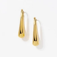 Oval Drop Hoop Earrings in 10K Yellow Gold