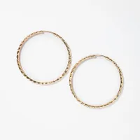 Diamond Cut Hoop Earrings in 10K Yellow Gold