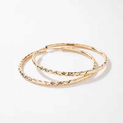 Diamond Cut Hoop Earrings in 10K Yellow Gold