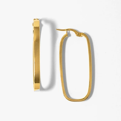 Rectangle Hoop Earrings in 10K Yellow Gold