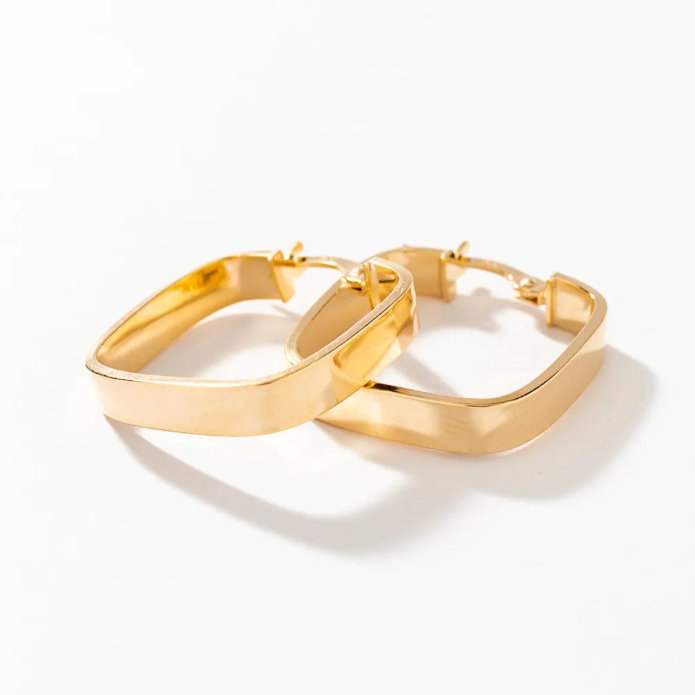 Square Hoop Earrings in 10K Yellow Gold