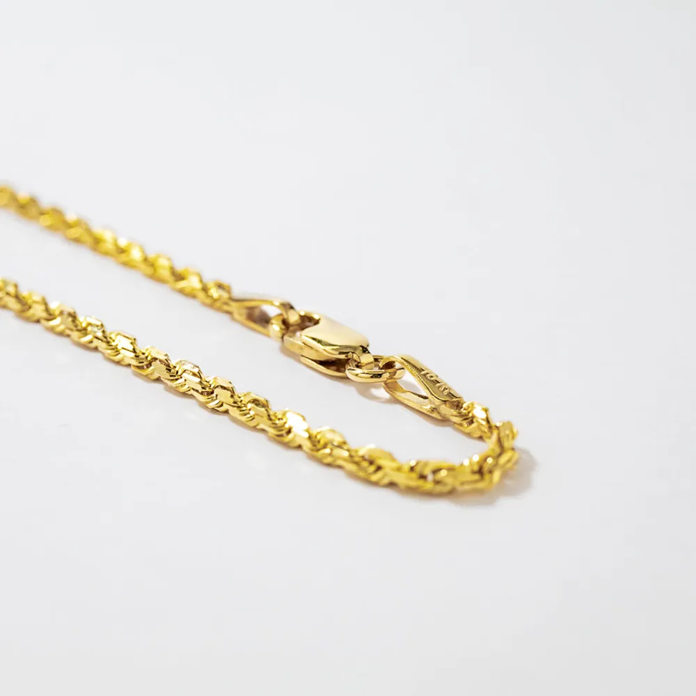 2mm Diamond Cut Rope Chain in 10K Yellow Gold (20")