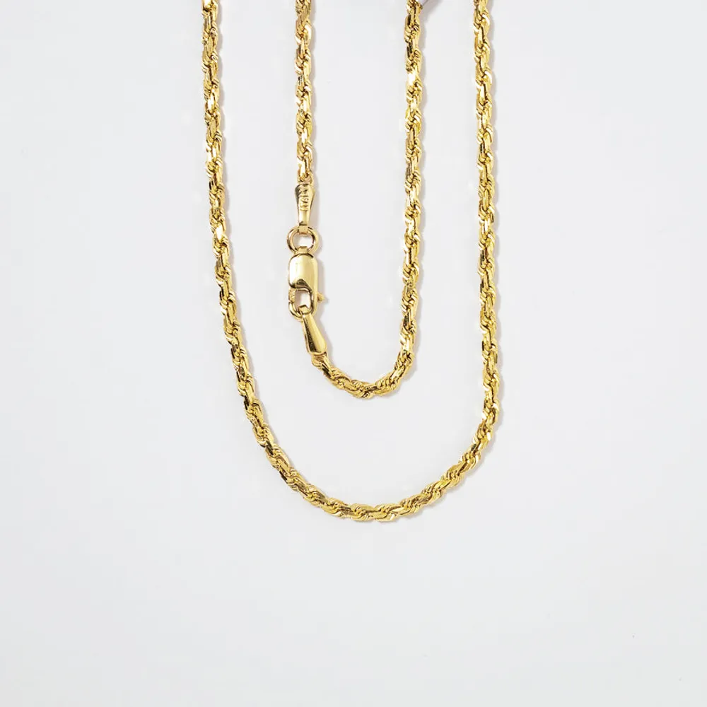 2mm Diamond Cut Rope Chain in 10K Yellow Gold (20")