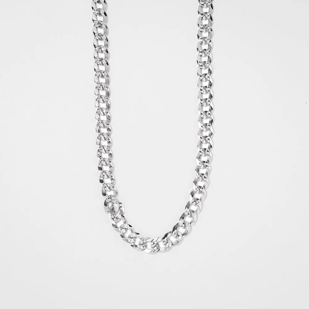 Diamond Cut Silver Curb Chain (24")