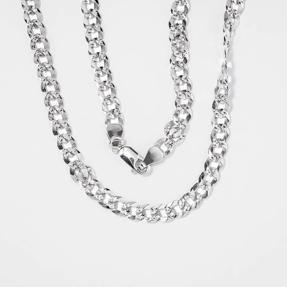 Diamond Cut Silver Curb Chain (24")