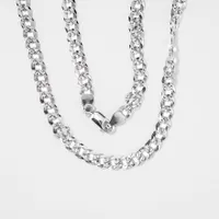 Diamond Cut Silver Curb Chain (24")