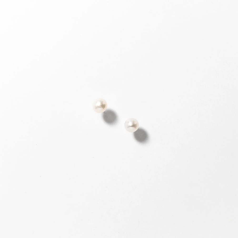 Cultured Pearl Stud Earrings in 14K White Gold