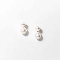 Detachable Pearl Drop Earrings in 14K Yellow Gold