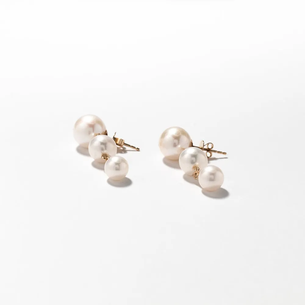 Pearl Drop Earrings in 14K Yellow Gold