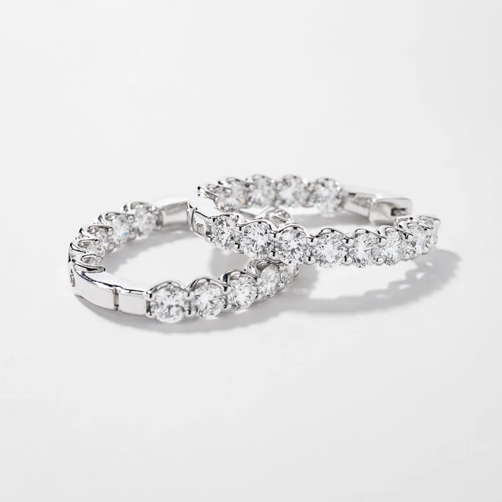 Lab Grown Diamond Hoop Earrings in 14K White Gold (5.00 ct tw)