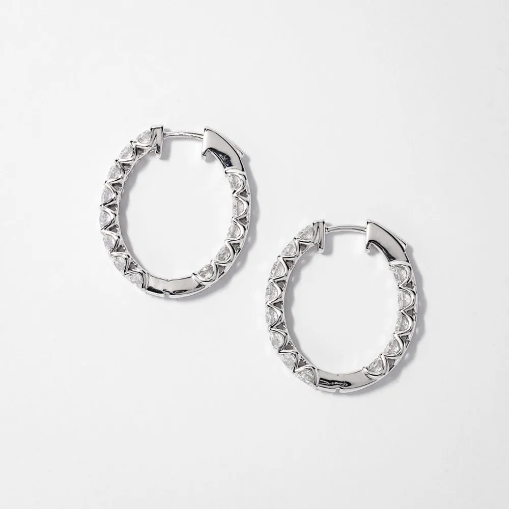 Lab Grown Diamond Hoop Earrings in 14K White Gold (5.00 ct tw)