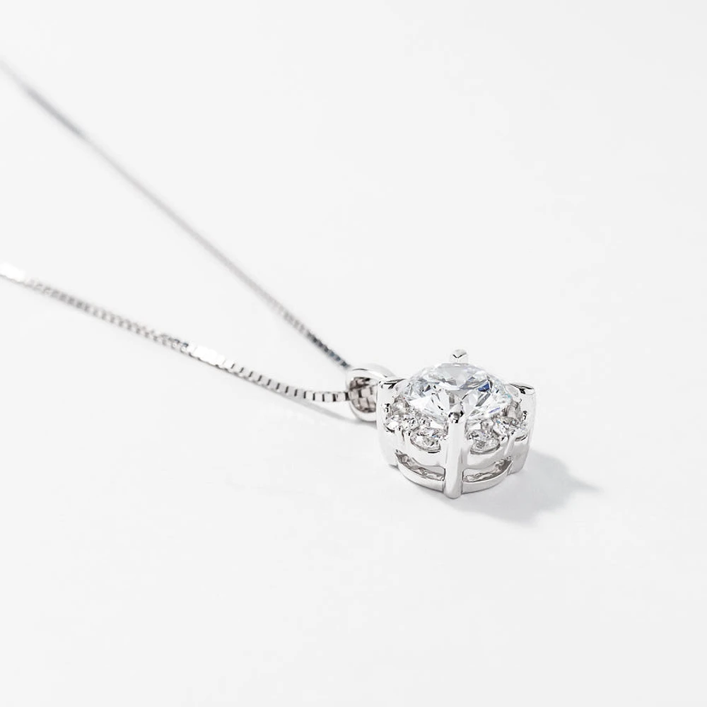 Lab Grown Diamond Necklace in 14K White Gold (1.34 ct tw)