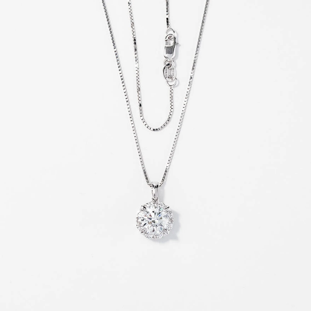 Lab Grown Diamond Necklace in 14K White Gold (1.34 ct tw)