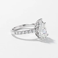 Lab Grown Pear Cut Diamond Engagement Ring in 14K White Gold (3.50 ct