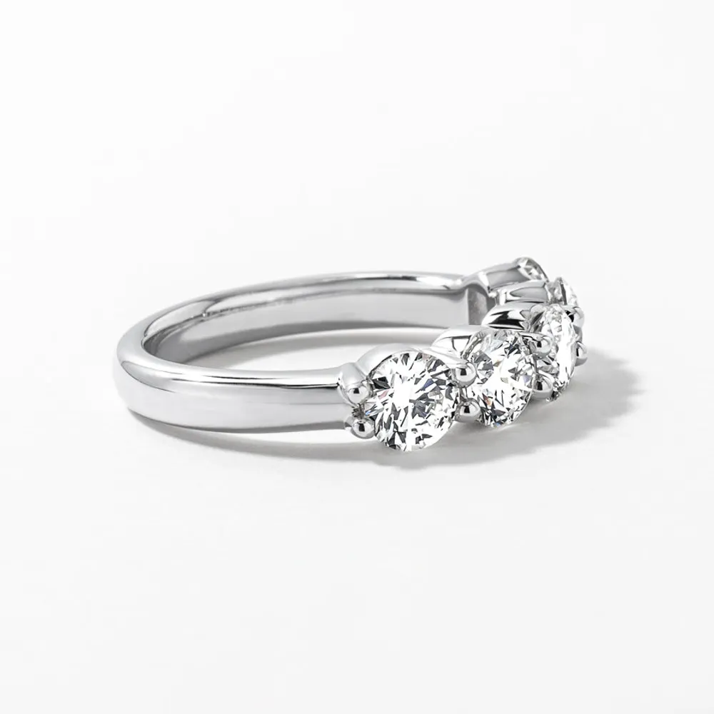 Five Stone Lab Grown Diamond Anniversary Ring 14K White Gold (2.00c