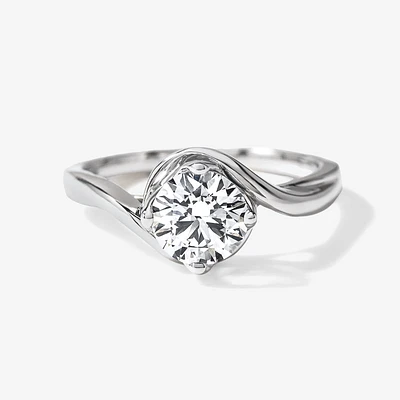 Lab Grown Round Cut Diamond Engagement Ring 14K White Gold (1.00 ct