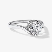 Lab Grown Round Cut Diamond Engagement Ring 14K White Gold (1.00 ct