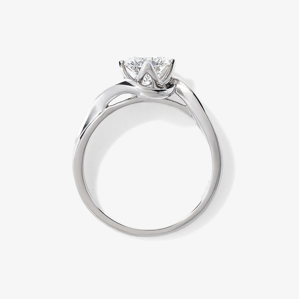 Lab Grown Round Cut Diamond Engagement Ring 14K White Gold (1.00 ct