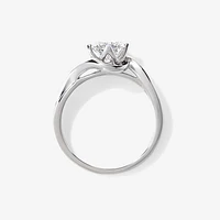 Lab Grown Round Cut Diamond Engagement Ring 14K White Gold (1.00 ct